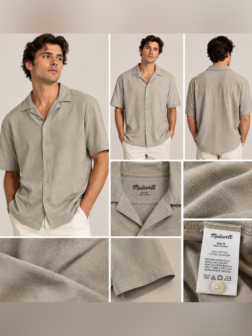 Madewell Men's Short-Sleeve Button Shirt in Olive
